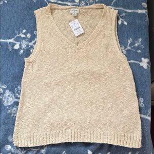 J. Crew Beige Knit V-Neck Sweater Vest